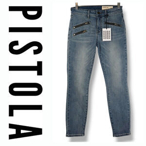 NWT Pistola Moto Zip Pocket Mid Rise Skinny Ankle Jeans Sz. 27x27 Vintage Blue